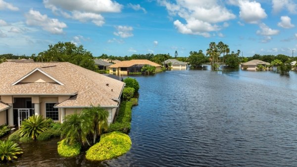 A flooded neighborhood.