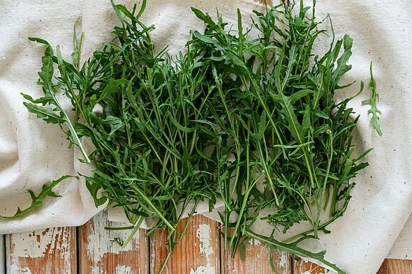 Raw organic arugula viewed from above